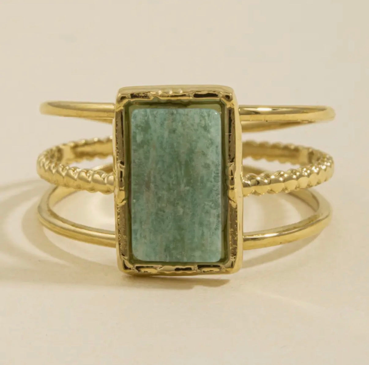 Jade | Emerald Cut Stone Triple Band Ring