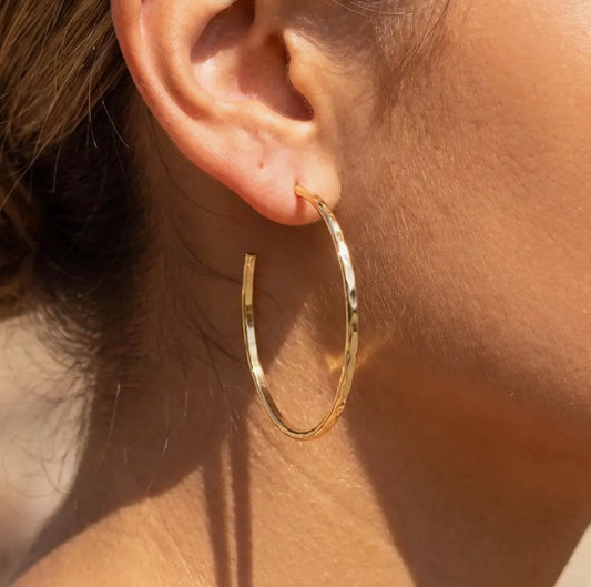 Gold Hammered Hoop Earrings