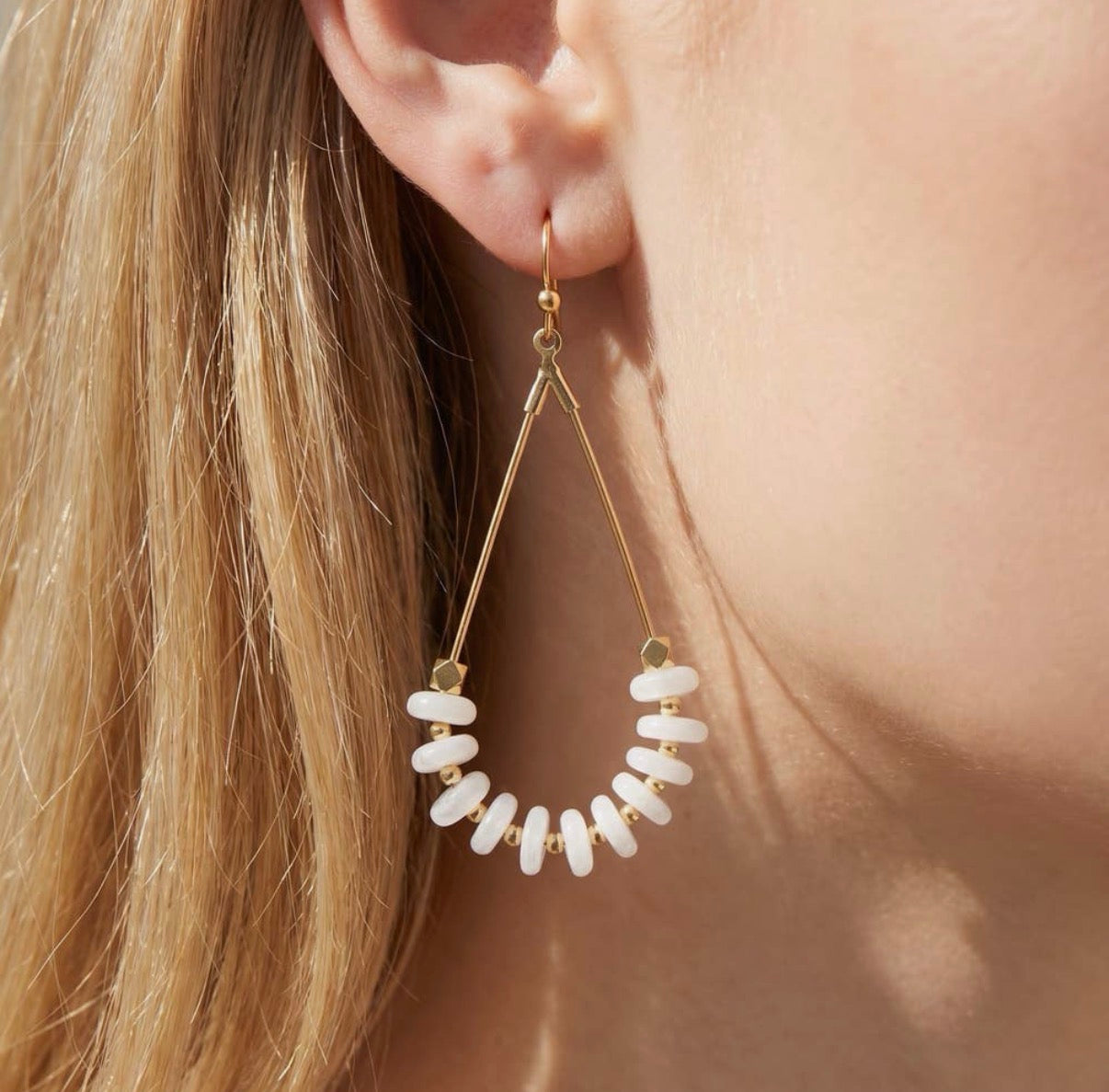 Genuine Stone + Wire
Drop Earrings