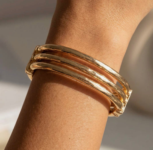 Triple Bar Hammered Cuff Bracelet