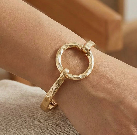 Hammered Circle Bangle Bracelet