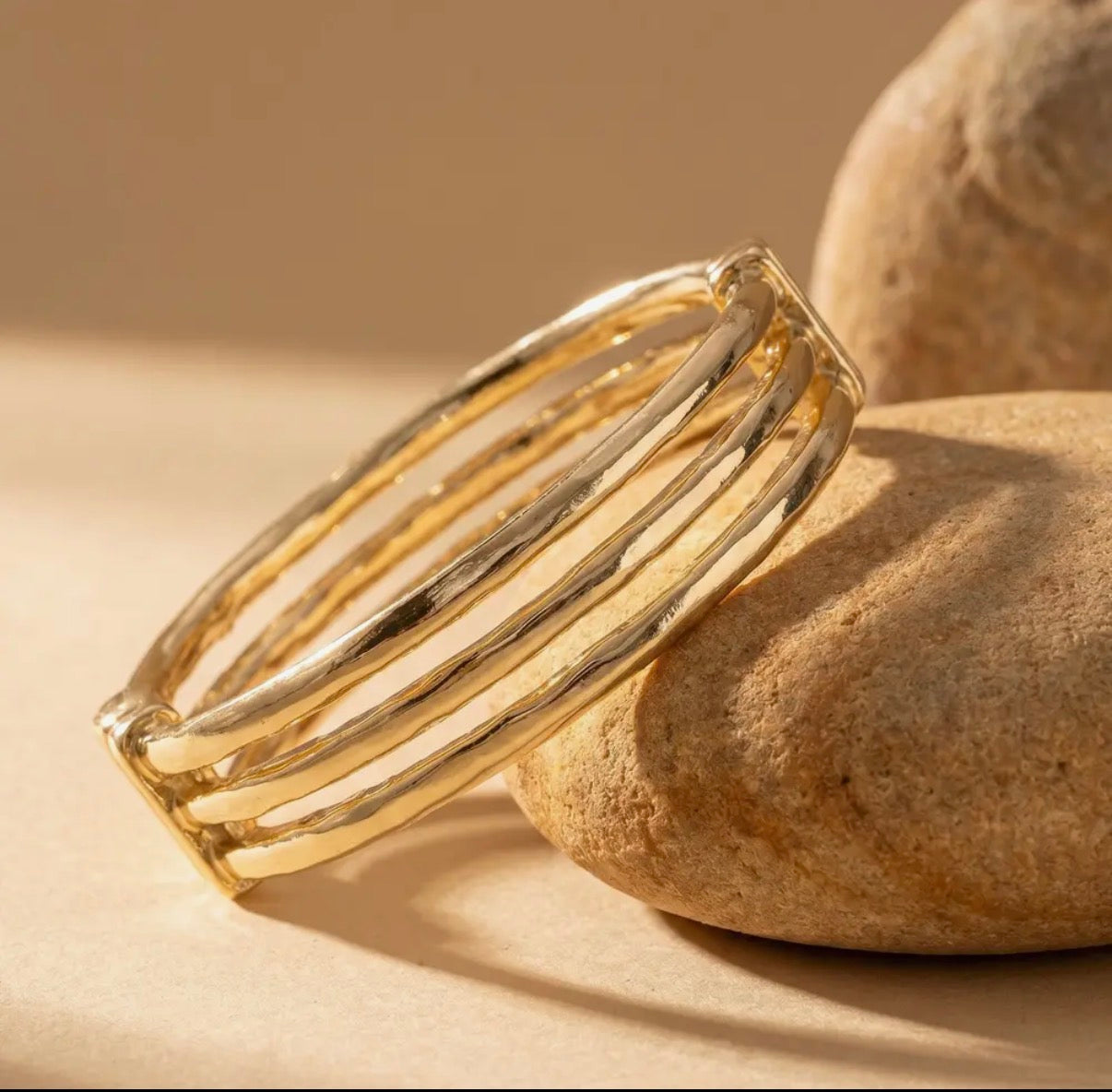 Triple Bar Hammered Cuff Bracelet
